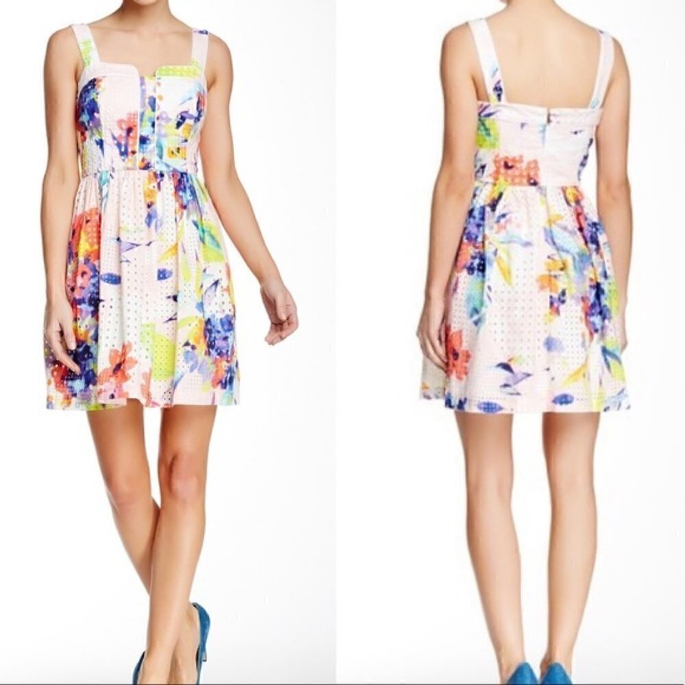 NWOT Trina Turk Elin Eyelet Fit & Flare Dress